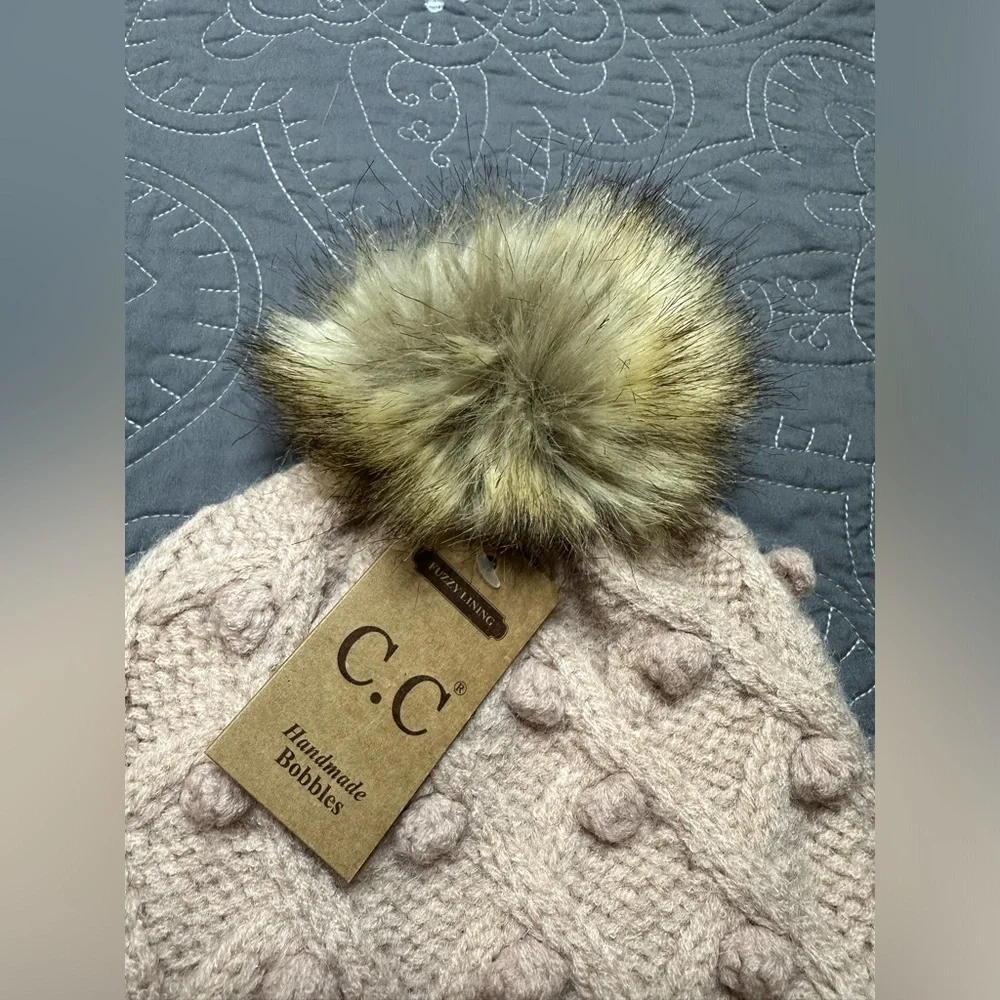 C.C Women’s Rose Pink Knit Pom Hat NWT One Size